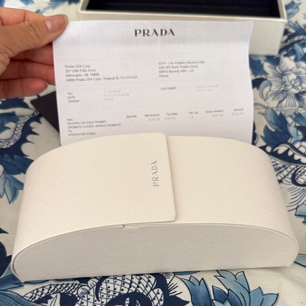 Prada Clear Frame Silver Mirror Rectangular Sungl… - image 5